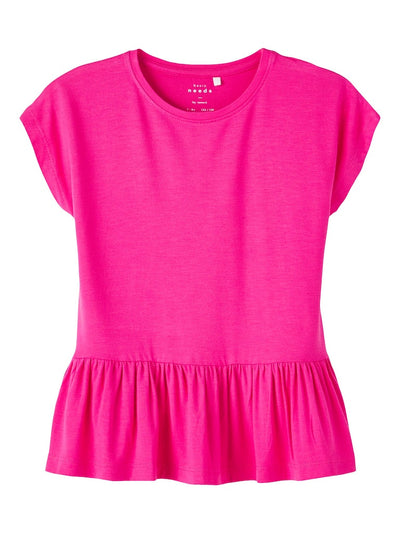 Name it Girls Cap-Sleeve Peplum Top - Pink