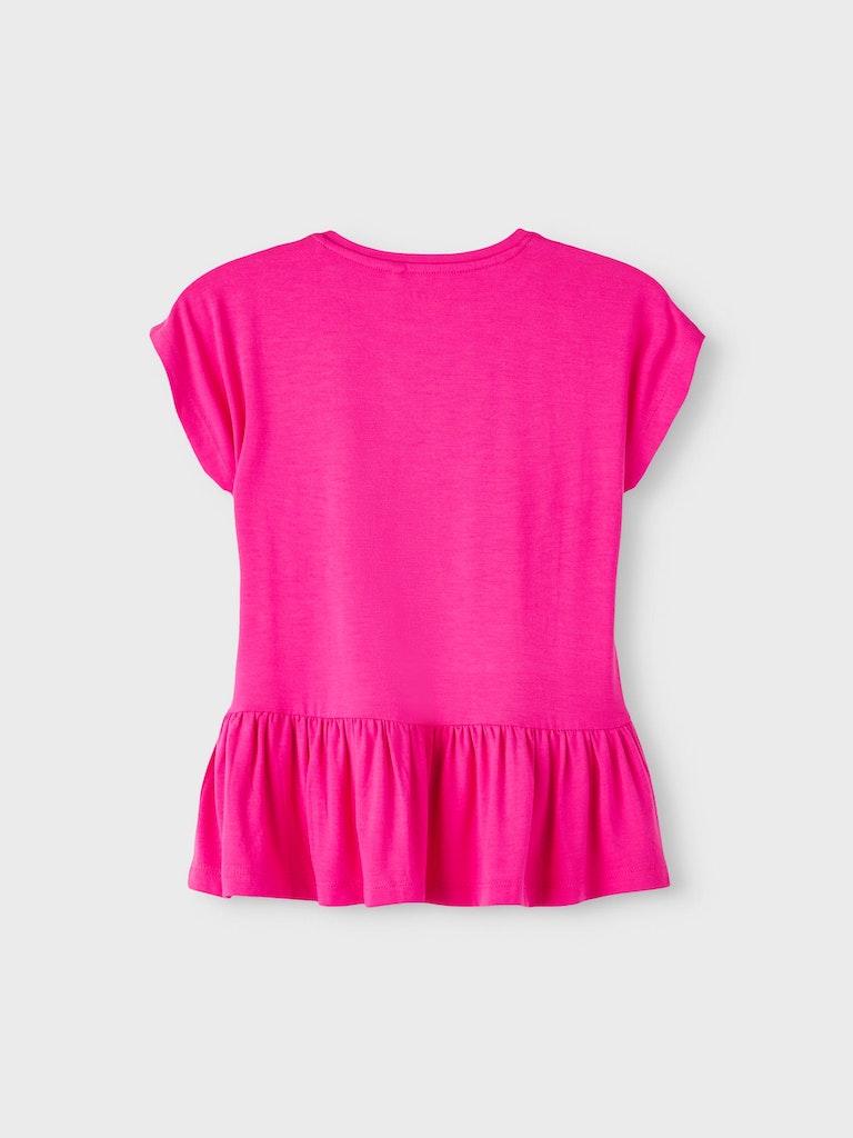Name it Girls Cap-Sleeve Peplum Top - Pink