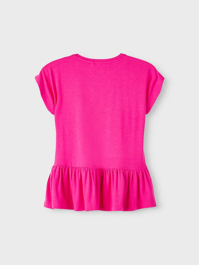 Name it Girls Cap-Sleeve Peplum Top - Pink