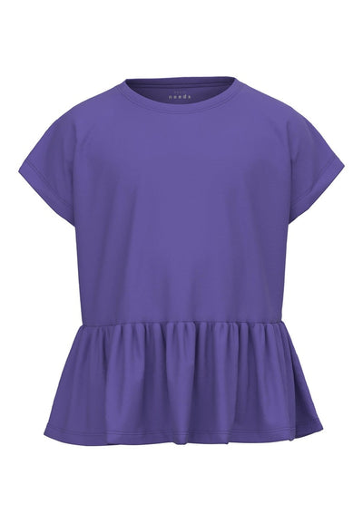 Name it Girls Cap-Sleeve Peplum Top - Purple