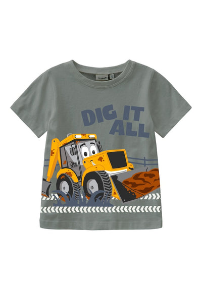 Toddler Boy JCB Tractor Short-Sleeved T-shirt/Green