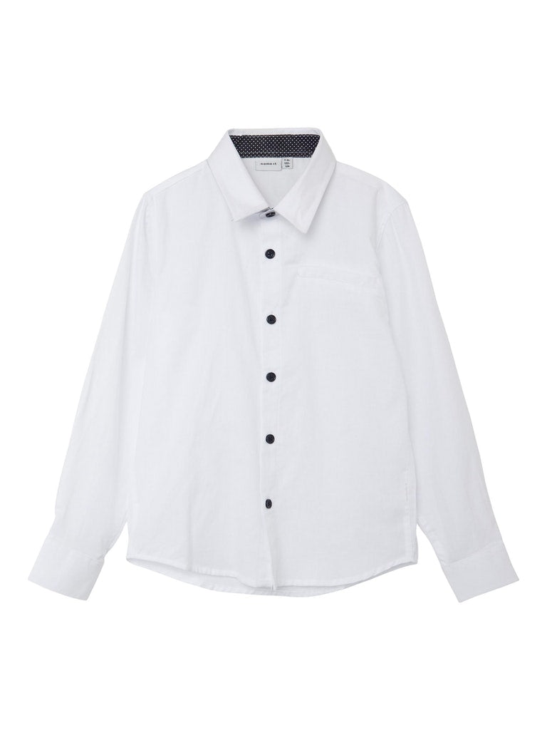 Name It Boys White Shirt with Navy Buttons