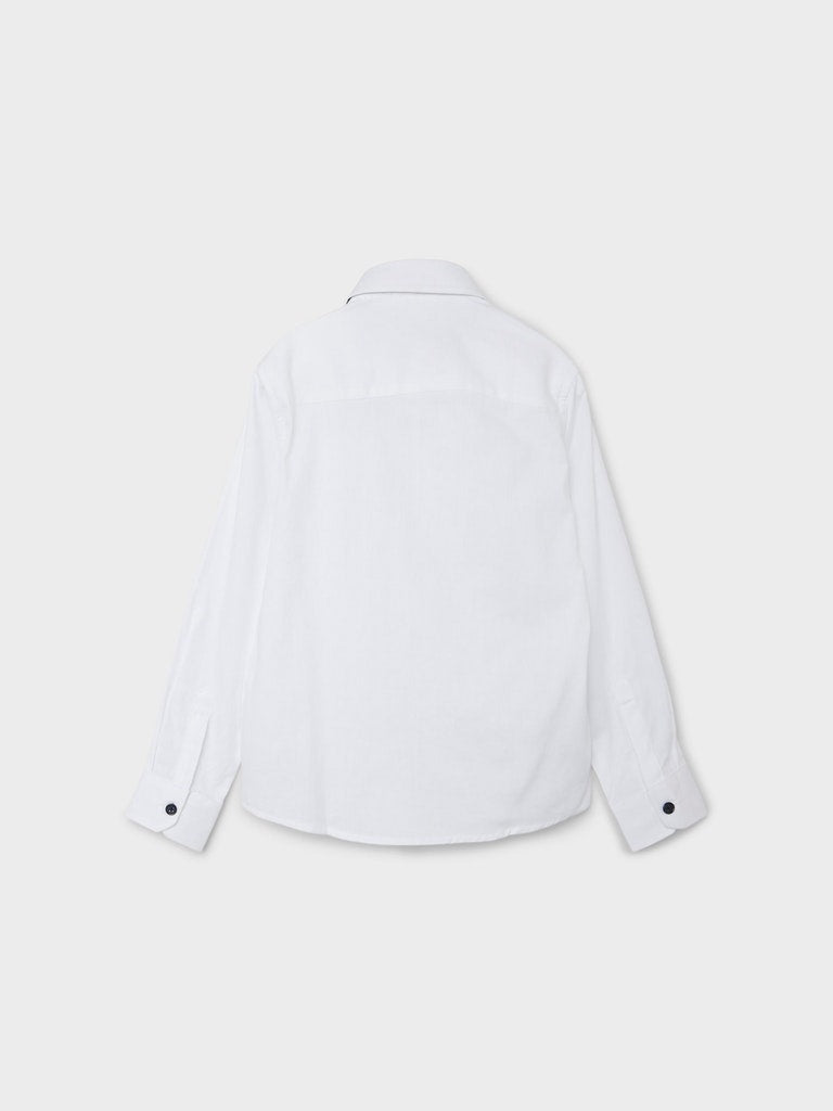 Name It Boys White Shirt with Navy Buttons