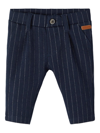 Baby Boy Soft Trousers - Navy Pinstripe