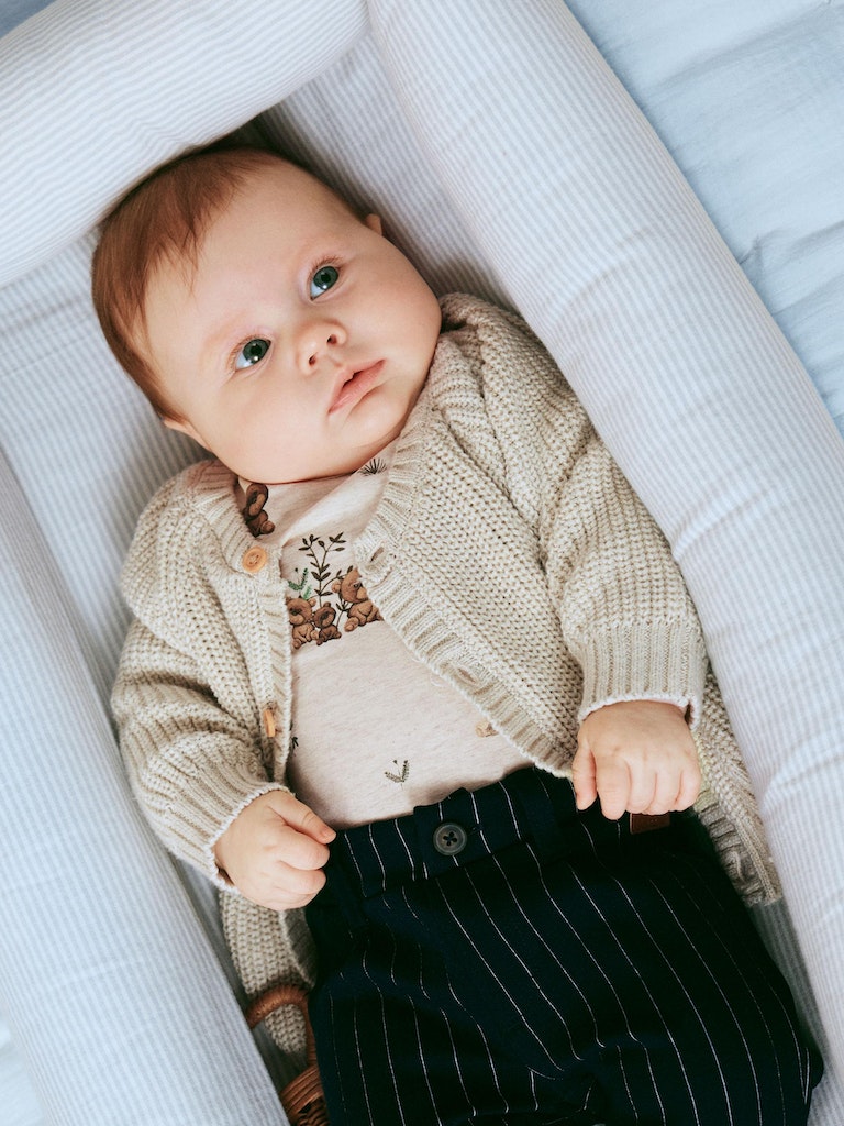 Baby Boy Soft Trousers - Navy Pinstripe