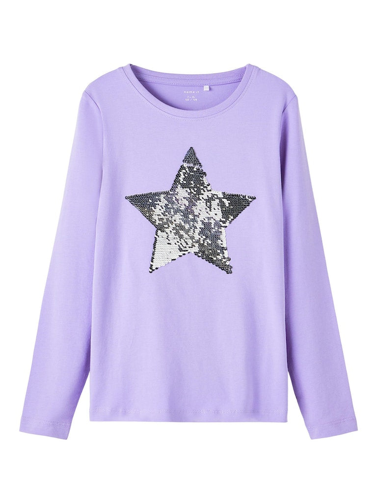 Name it Girls Sequin Star Top - Lilac