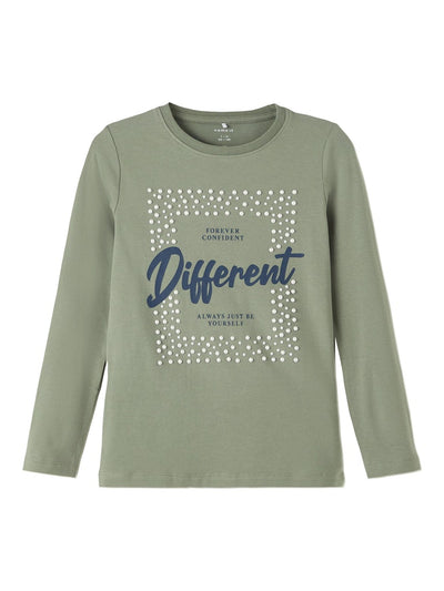 Name It Girls Slogan Embroidered Long-Sleeved Top