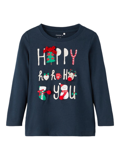 Name It Toddler Girl Christmas Theme Long Sleeve Top