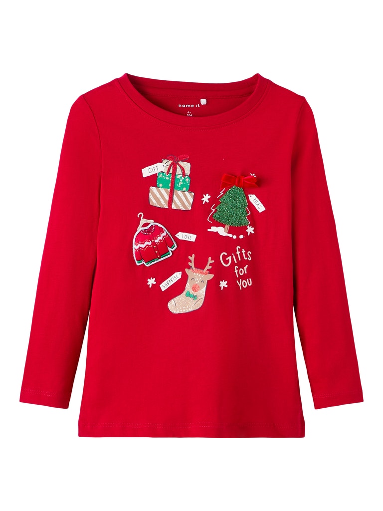 Name It Toddler Girl Christmas Theme Long Sleeve Top