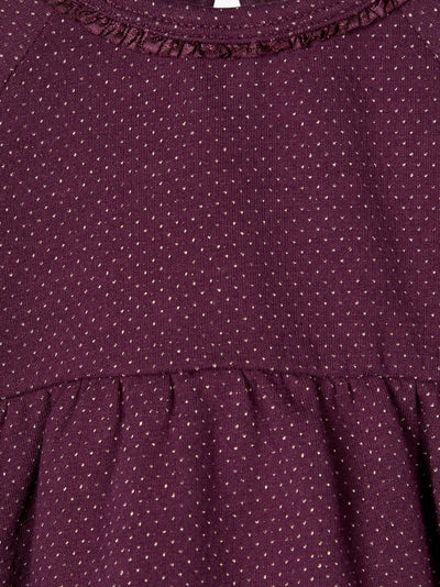Name it Baby Girl Plum Dress with Gold Dots