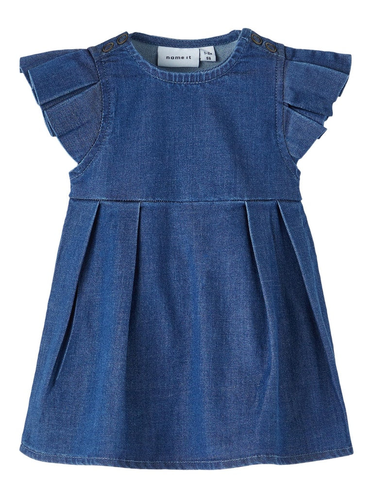 Name it Baby Girl Soft Box Pleat Denim Dress