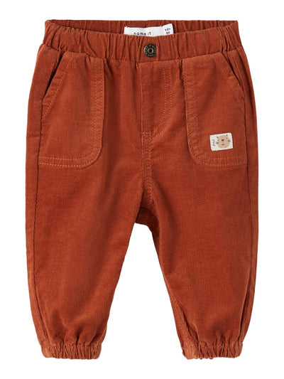 Baby Boy Soft Cotton Corduroy Pants - Rust Colour