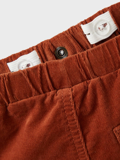 Baby Boy Soft Cotton Corduroy Pants - Rust Colour