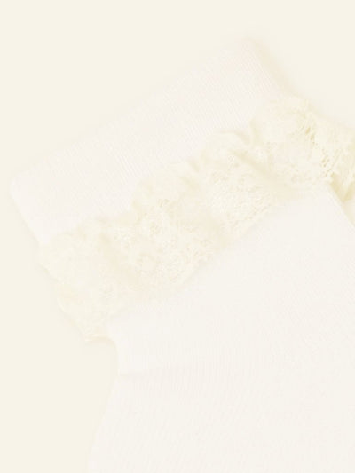 Name it Baby Girl Ivory Socks with Lace Frill