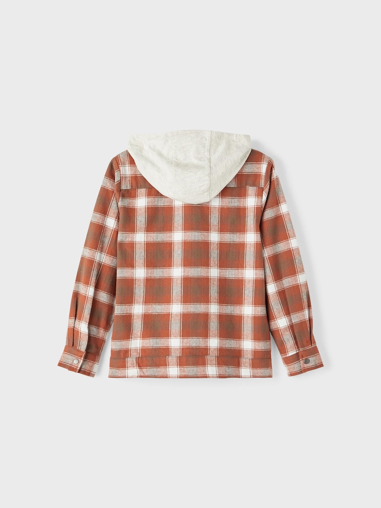 Name it Boys Hooded Checked Shirt Shacket - Coconut