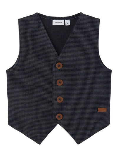 Name It Boys Navy Checked Waistcoat