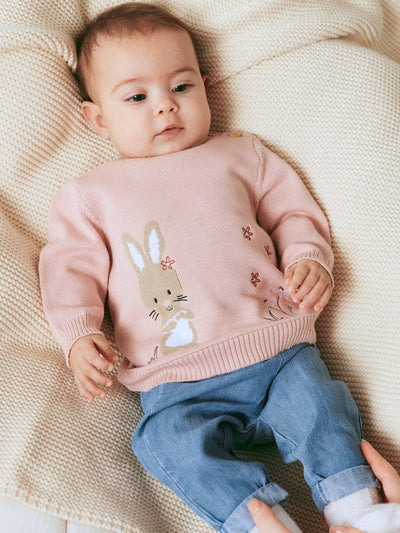 Name it Baby Girl Knitted Bunny Sweater - Pink