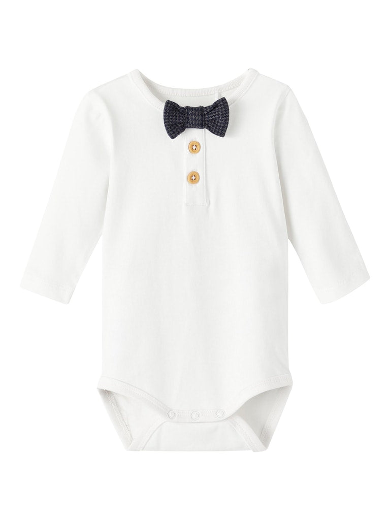 Baby Boy Long Sleeved Body Top with Bow Tie