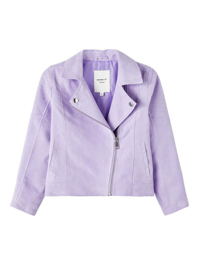 Name it Girls Faux Suede Biker Jacket - Purple