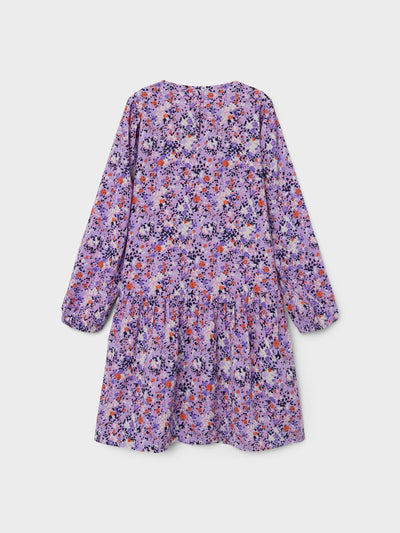 Name it Girls Floral Long Sleeved Dress - Purple