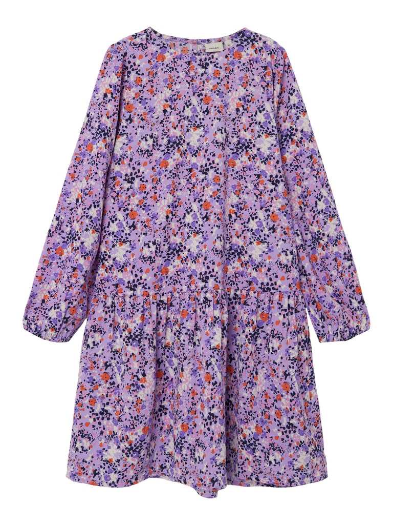 Name it Girls Floral Long Sleeved Dress - Purple