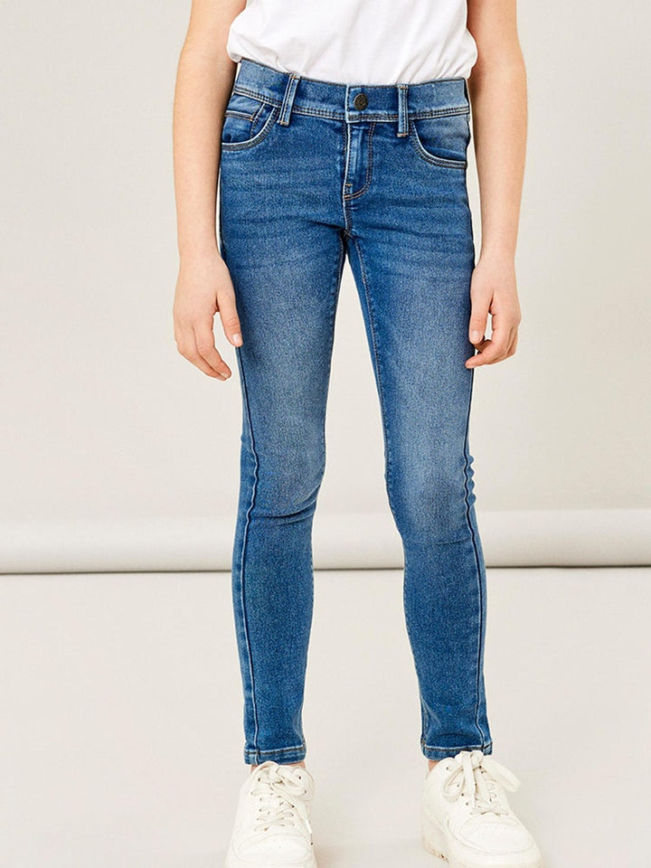 Blue denim jeans for girls store