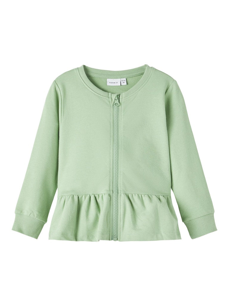 Name it Mini Girls Zip-Up Sweat Cardigan - Basil Green