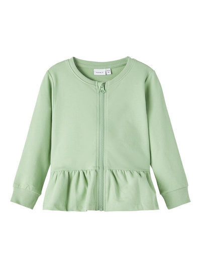Name it Mini Girls Zip-Up Sweat Cardigan - Basil Green