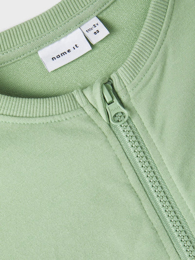 Name it Mini Girls Zip-Up Sweat Cardigan - Basil Green