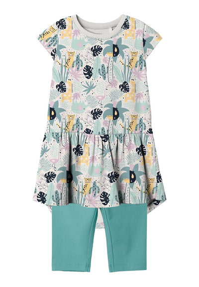 Toddler girl dress with matching leggings/Tropical