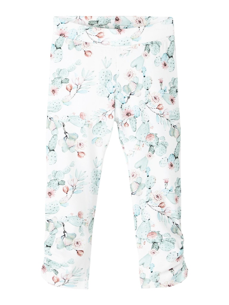 Mini Girl Ruched Ankle Detail leggings/White