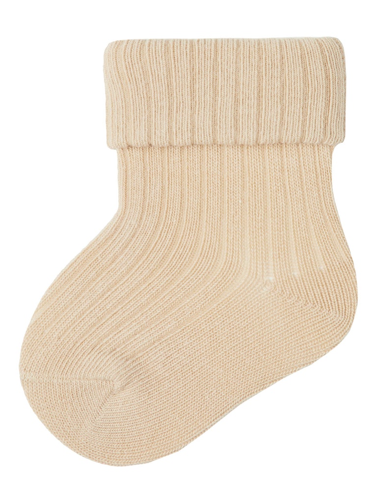 Baby ribbed knitted cotton socks/Cream