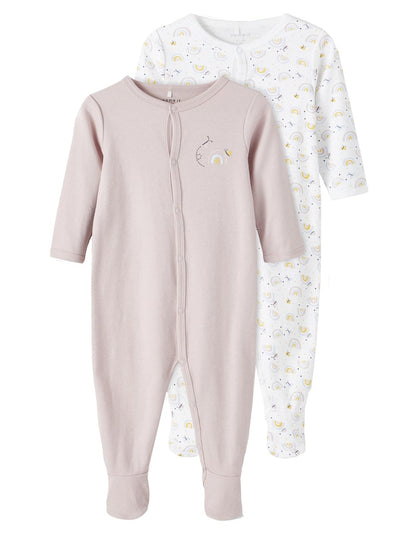 Name it Baby Girl 2-Pack Babygrows / Nightsuit Rainbows Print