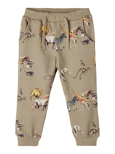 Toddler boy animal print sweatpants/Brown