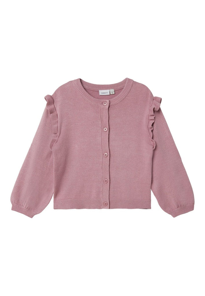 Mini Girl Long-Sleeved Frill Cardigan/Pink