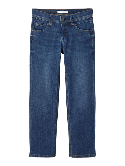 Kid boy straight leg dark blue denim jeans