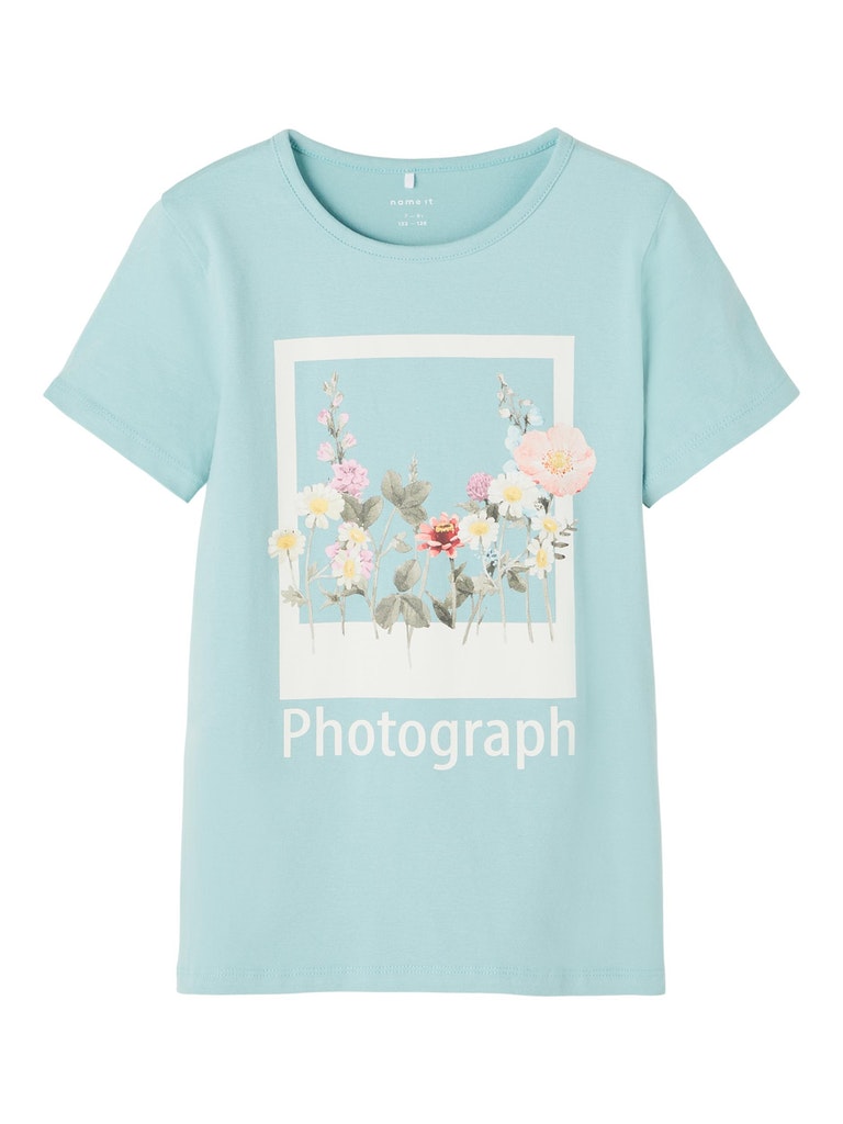 Kid girl short-sleeved graphic print t-shirt/blue