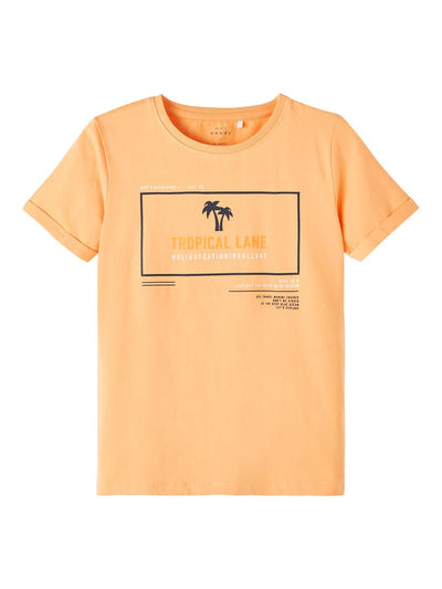 Kid boy short-sleeved graphic print top/Orange