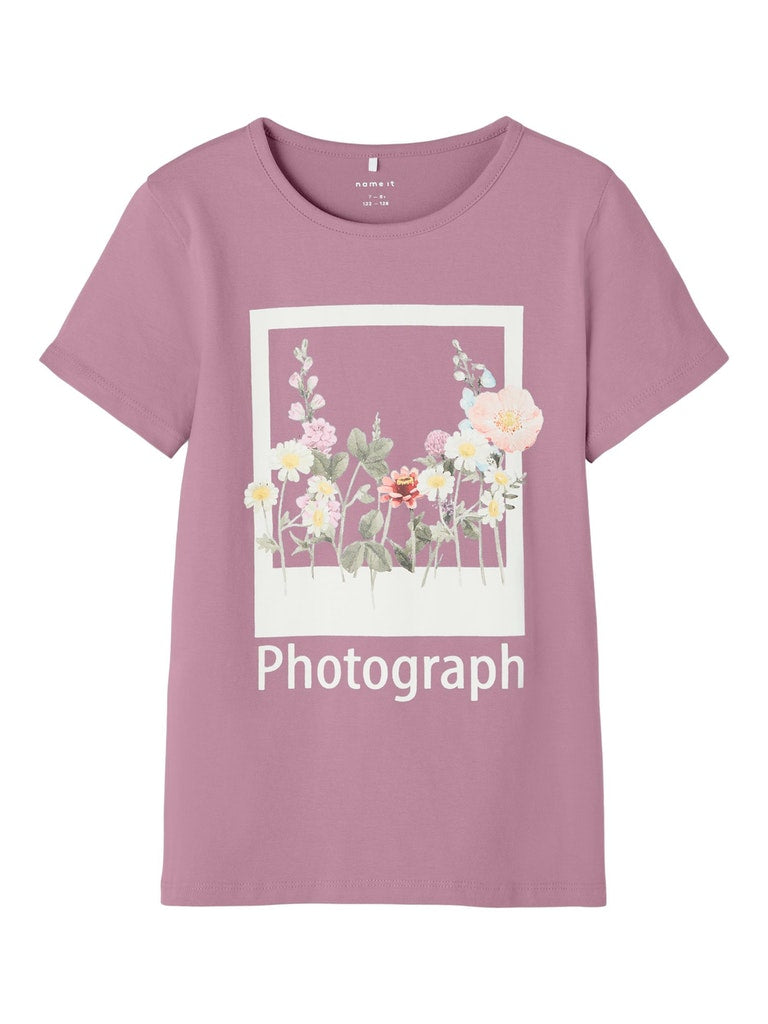 Kid girl short-sleeved graphic print t-shirt/Pink