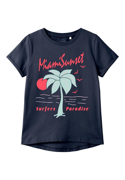 Kid girl short-sleeved summer top/Navy