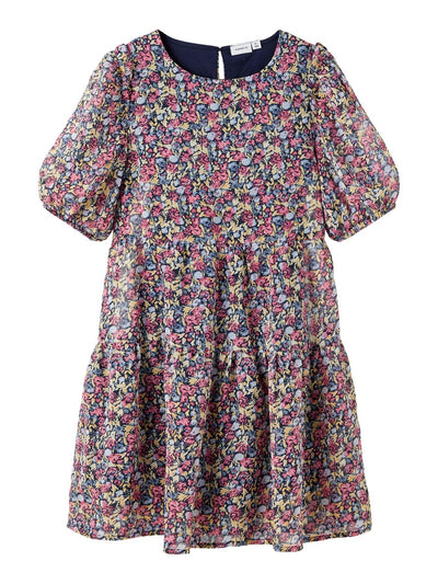 Kid girl short sleeves floral print dress