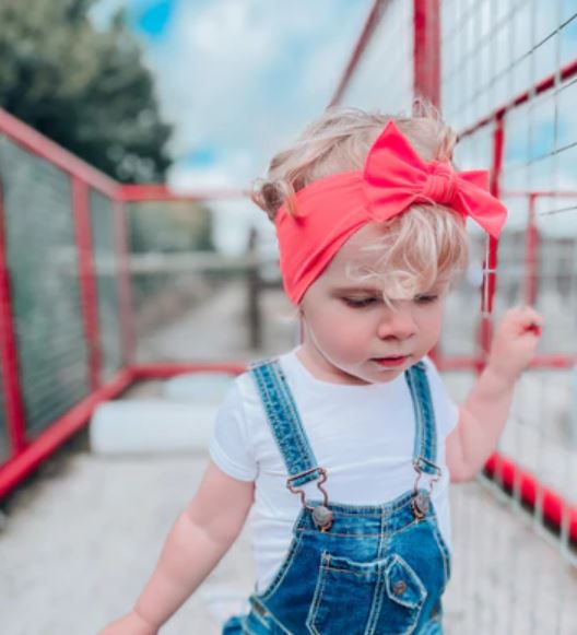 Little Bow Pip Neon Peach Bow Hairband