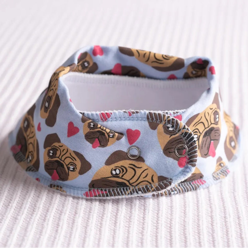 Babyboo Bandana Bib - Baby Blue Pugs