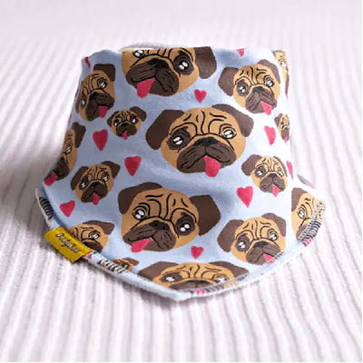 Babyboo Bandana Bib - Baby Blue Pugs