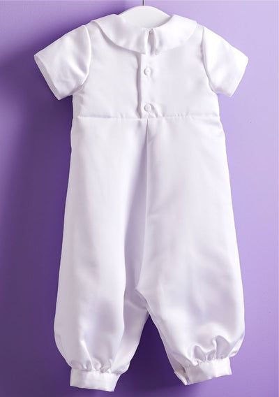 Boy's White Christening Romper With Matching Cap - PC6 Noah