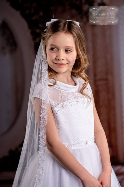 Girls Sweetie Pie Communion Dress 4075 With Matching Veil