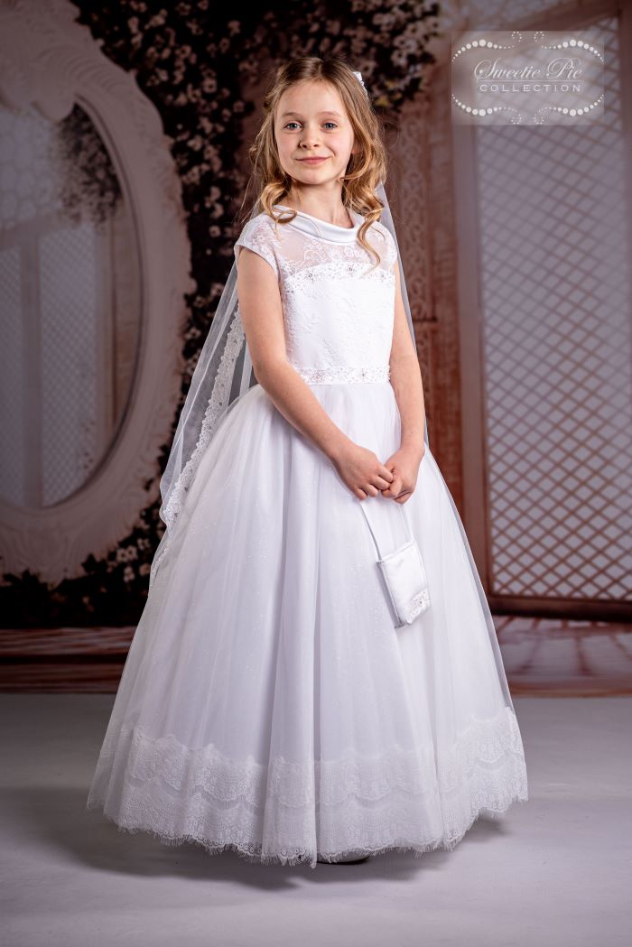 Girls Sweetie Pie Communion Dress 4075 With Matching Veil