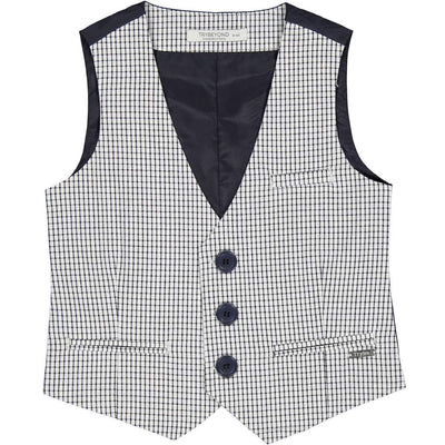 Boys Navy Check Waistcoat