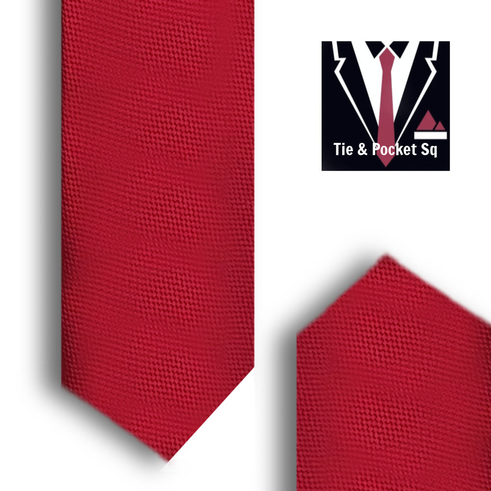 Zazzi Boys Solid Red Tie and Matching Pocket Square
