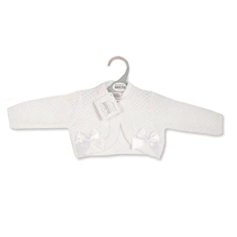 Baby Girl White Knitted Bolero Cardigan